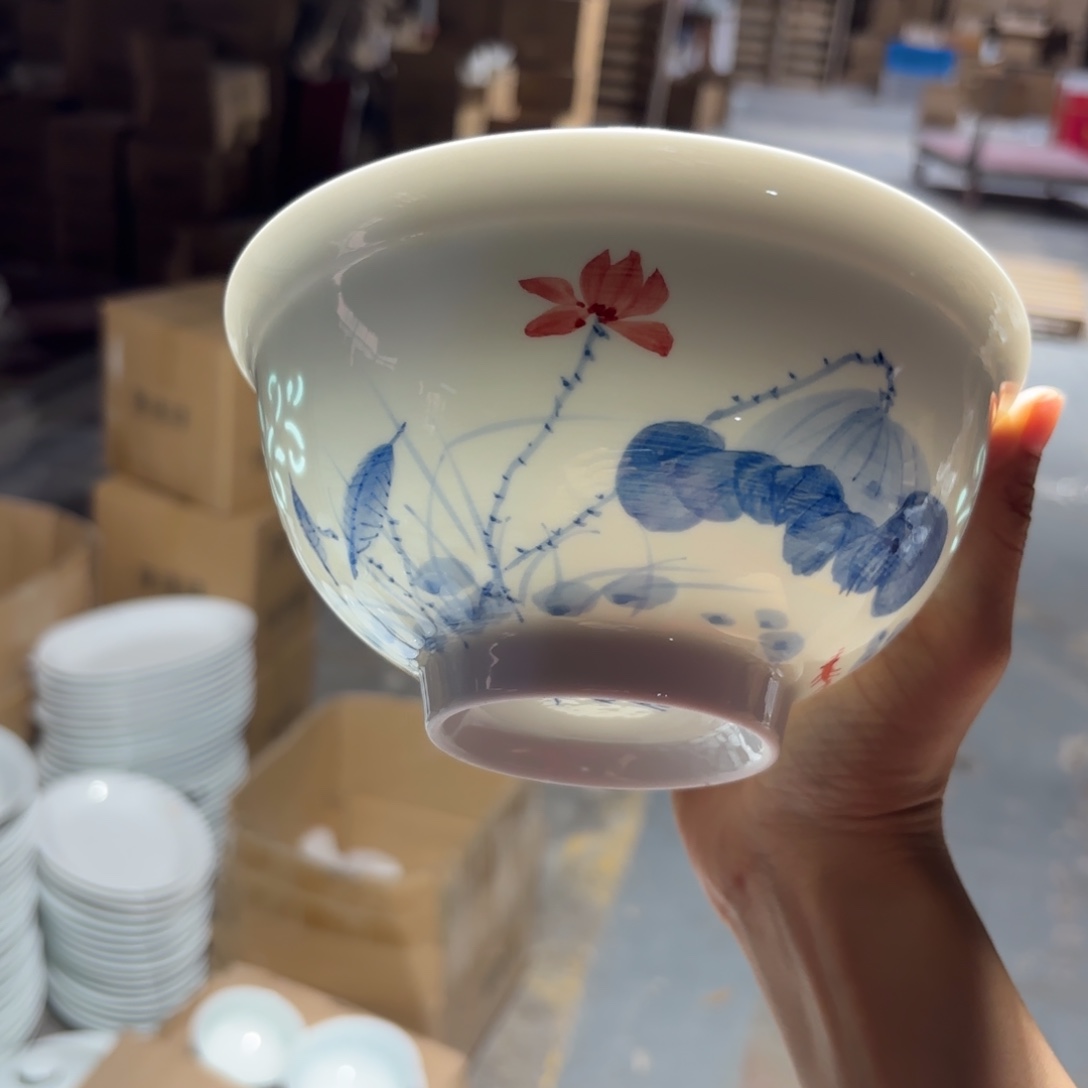 玉瓷景德镇陶瓷面碗两只微瑕