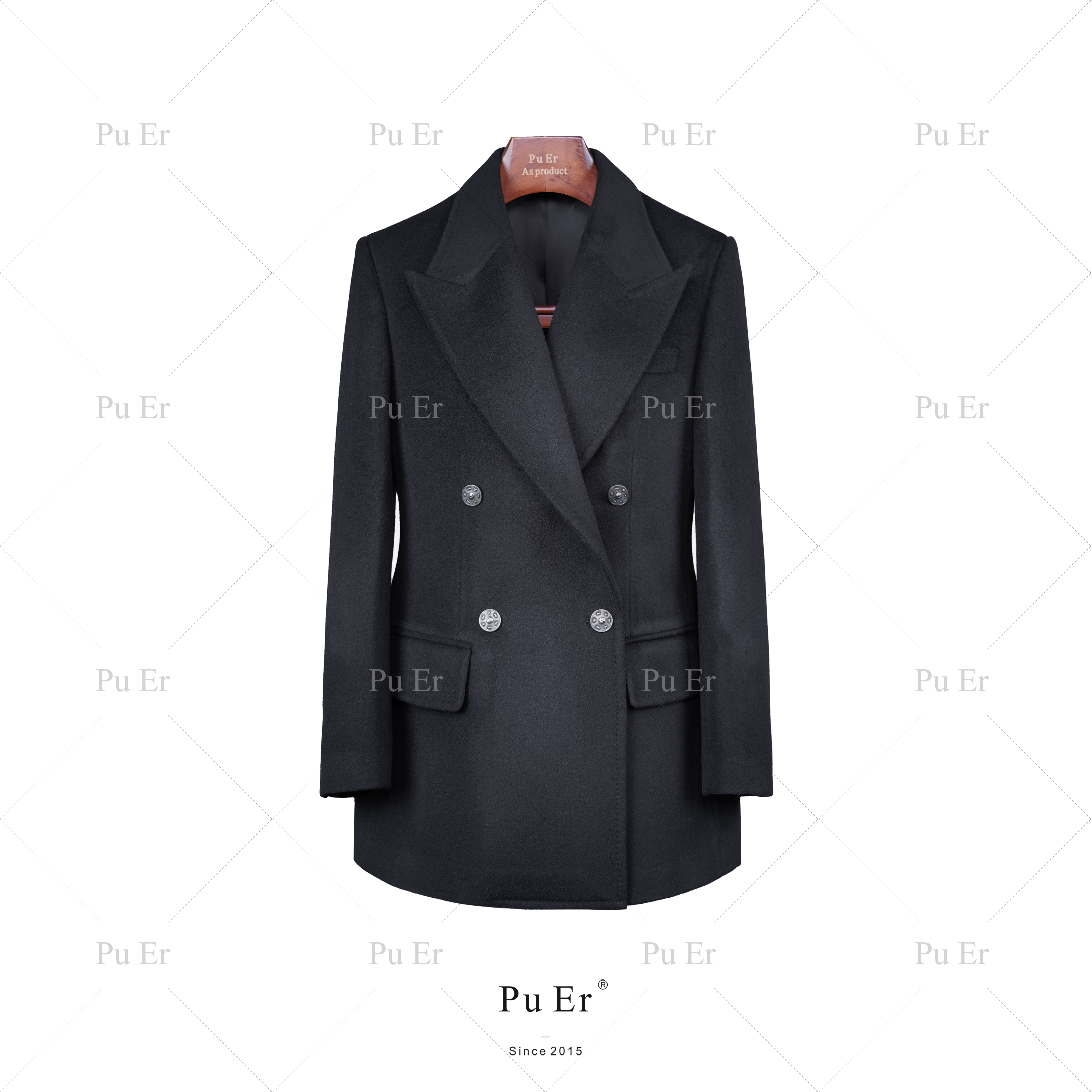 【知白守黑】黑色重磅羊绒正肩西服外套
