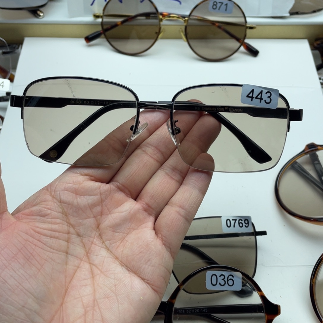 茶水晶半框眼镜 443