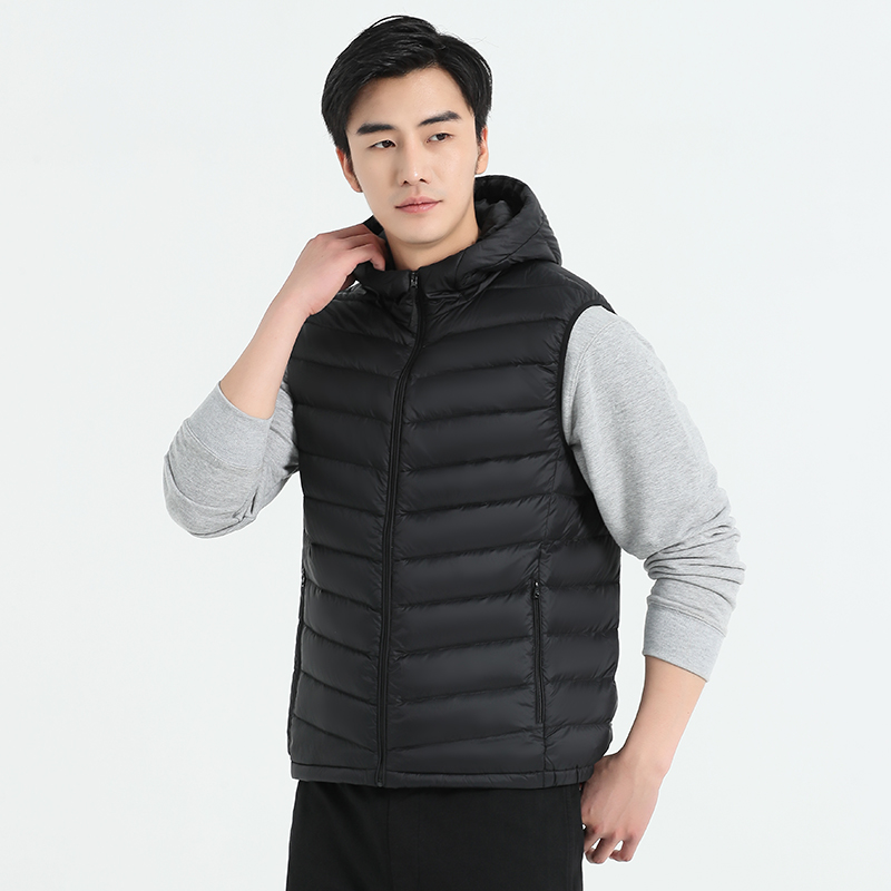 品牌同款羽绒连帽马甲男士短款羽绒服保暖背心内搭坎肩冬轻薄鸭绒