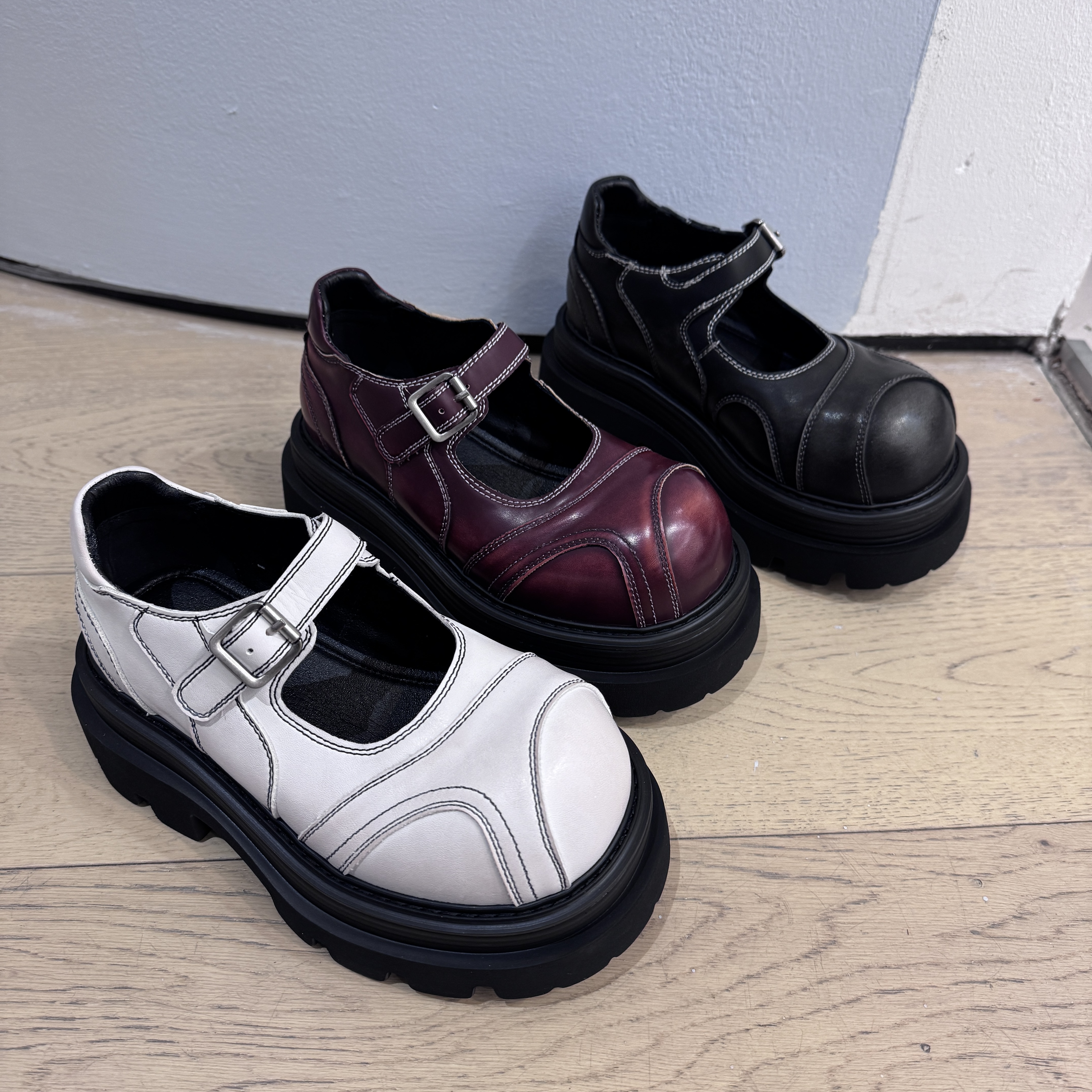 小小苏【ECX55031】曲线撞色玛丽珍 | 6CM | 女鞋25复古英伦