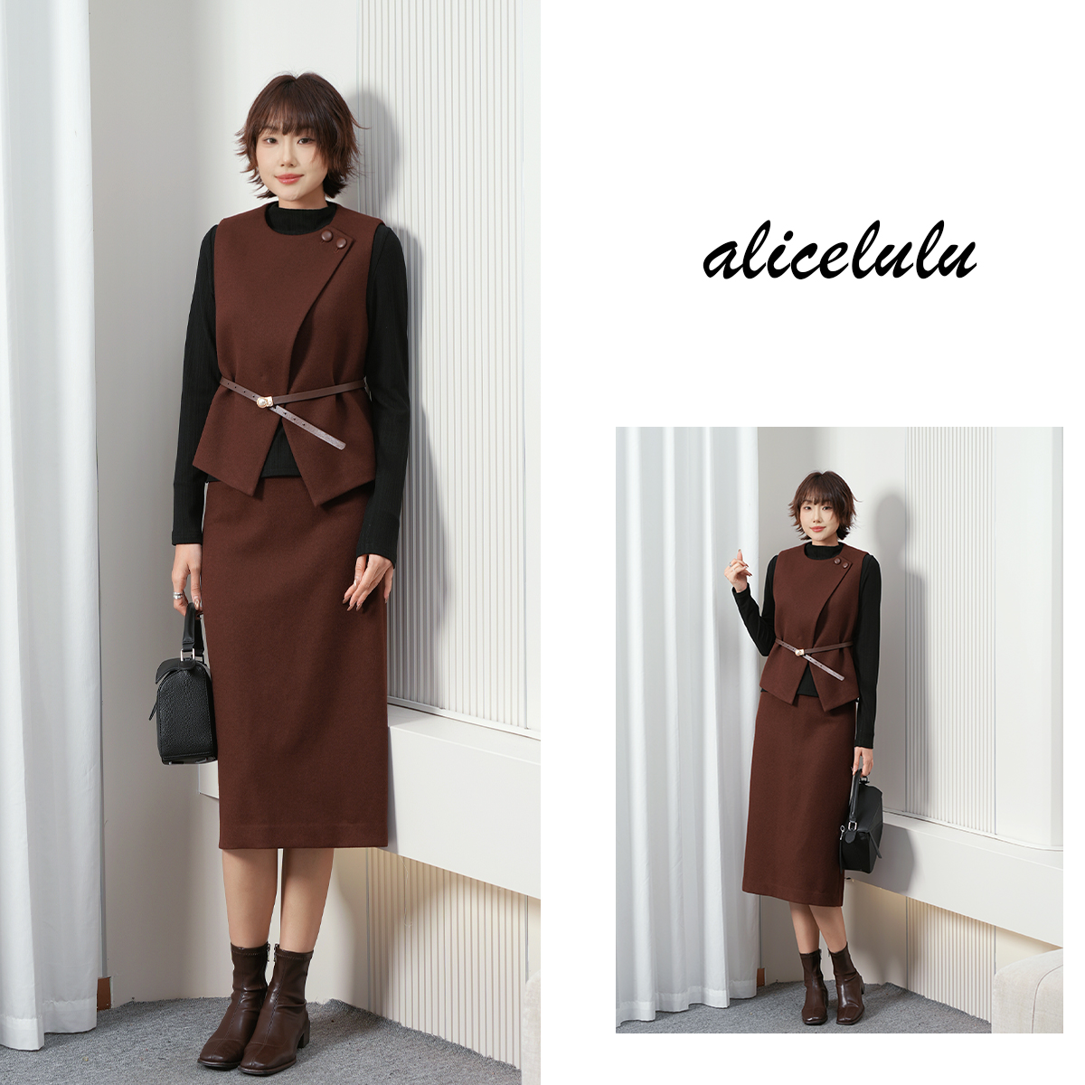 alicelulu 冬日名媛.新中式套装 气质盘扣 洋气显瘦 S2145506L