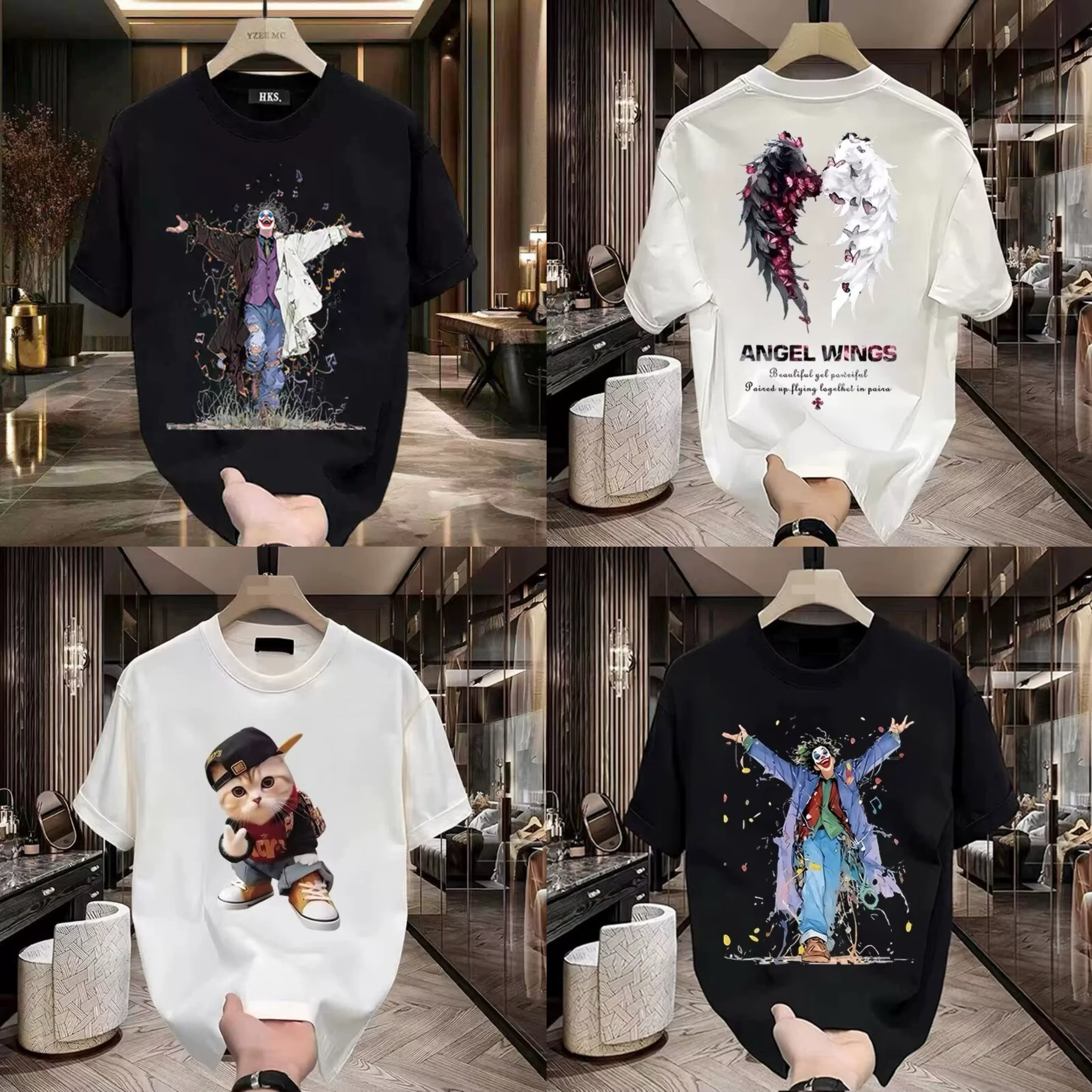 【纯棉 4件不过百】潮牌重磅纯棉宽松短袖T恤个性痞帅潮流休闲上衣