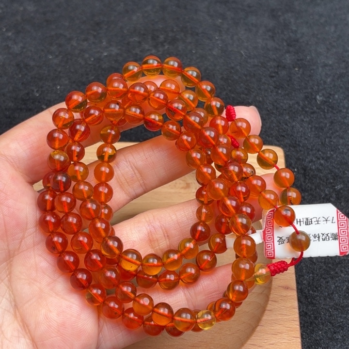 琥珀未镶嵌珠宝奇石6mm血金红