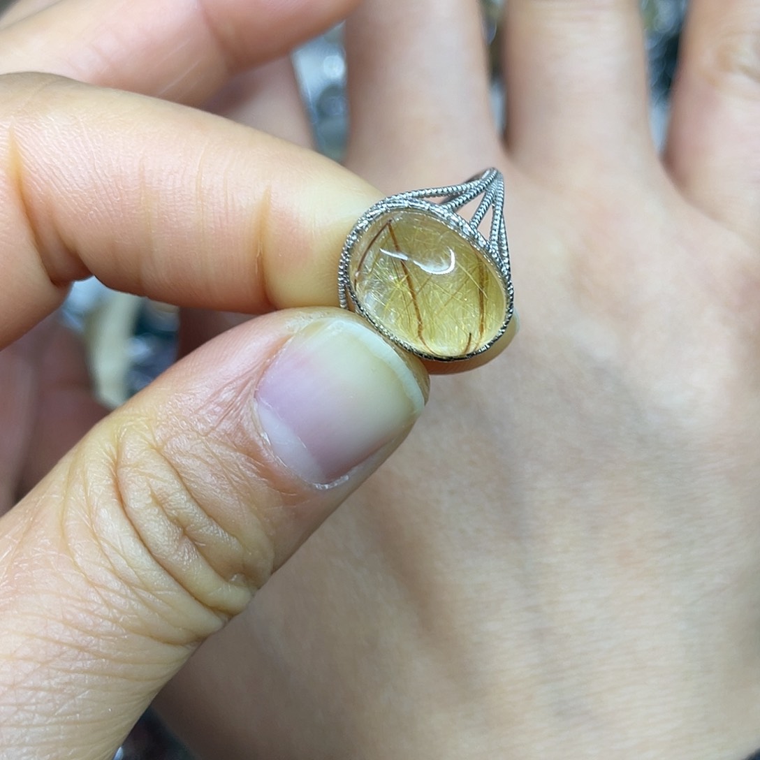 【闪购商品】银S925镶嵌珠宝半成品水晶戒指