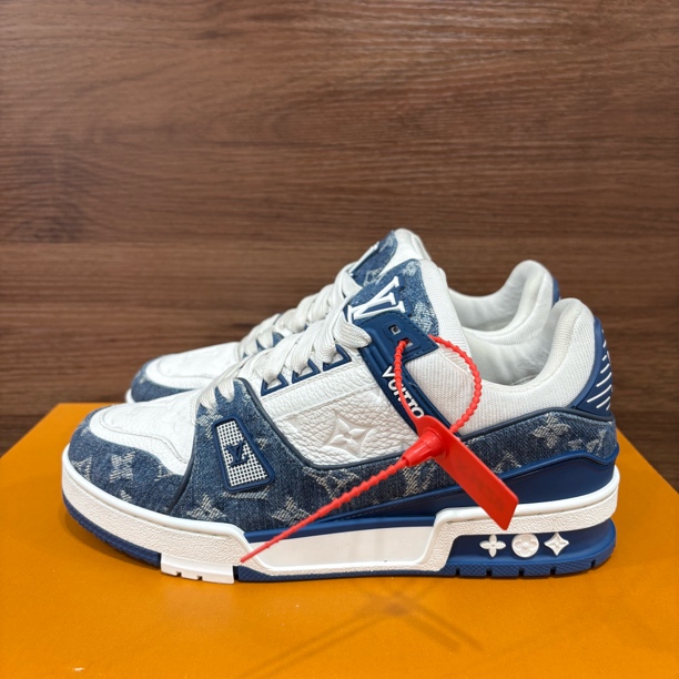 99新 LouisVuitton/路易威登 38.5码 Trainer 蓝白牛仔 板鞋