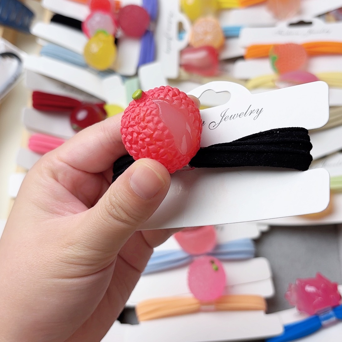 布艺非金属夜光荔枝发绳