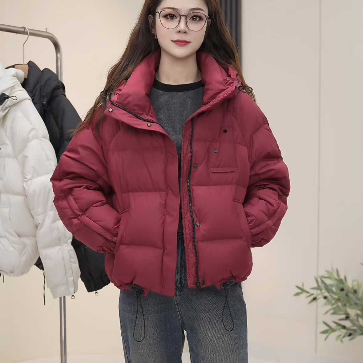 冬新款立领女加厚宽松韩版短外套嘉嘉