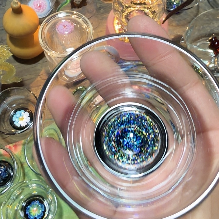 玻璃手工艺品玻璃茶色清杯黑星空瑕