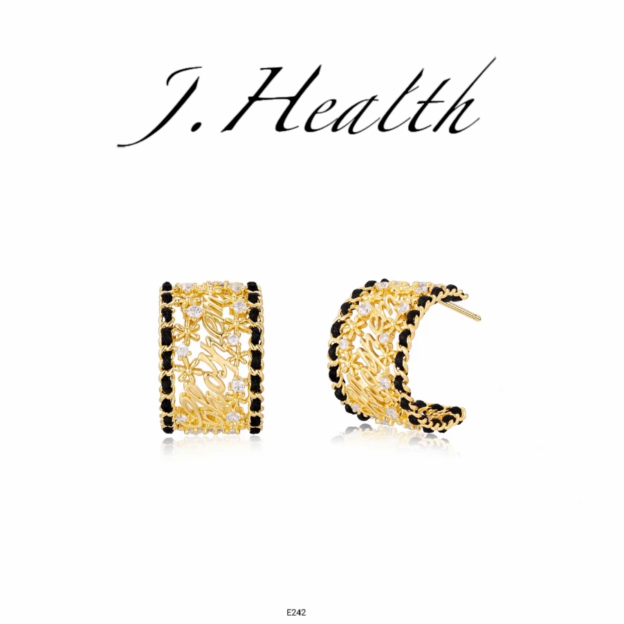 925银耳饰 J.Health镀K金【花云织】轻奢高级感编织花卉耳环E242