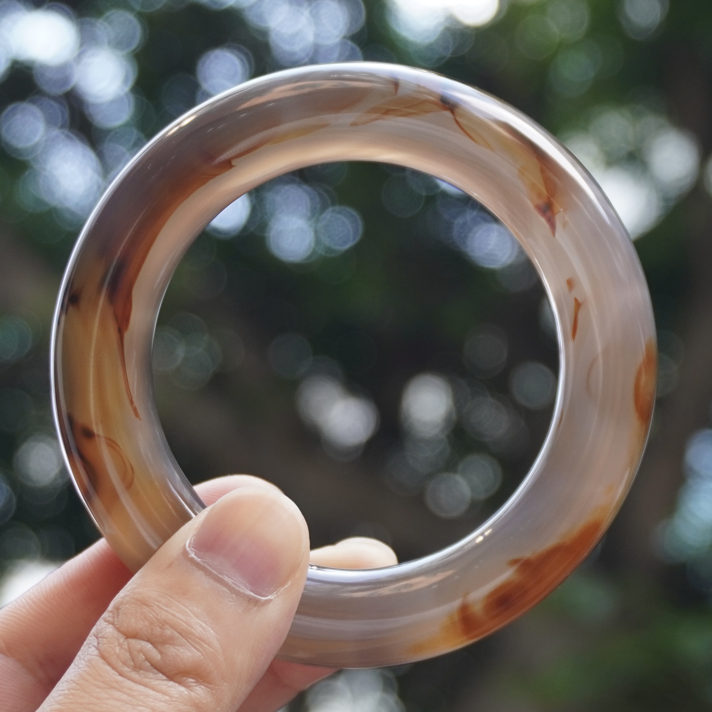 【阳琈珠宝】天然原矿意境玛瑙手镯大胖圆甜甜圈/圈口57/编号292