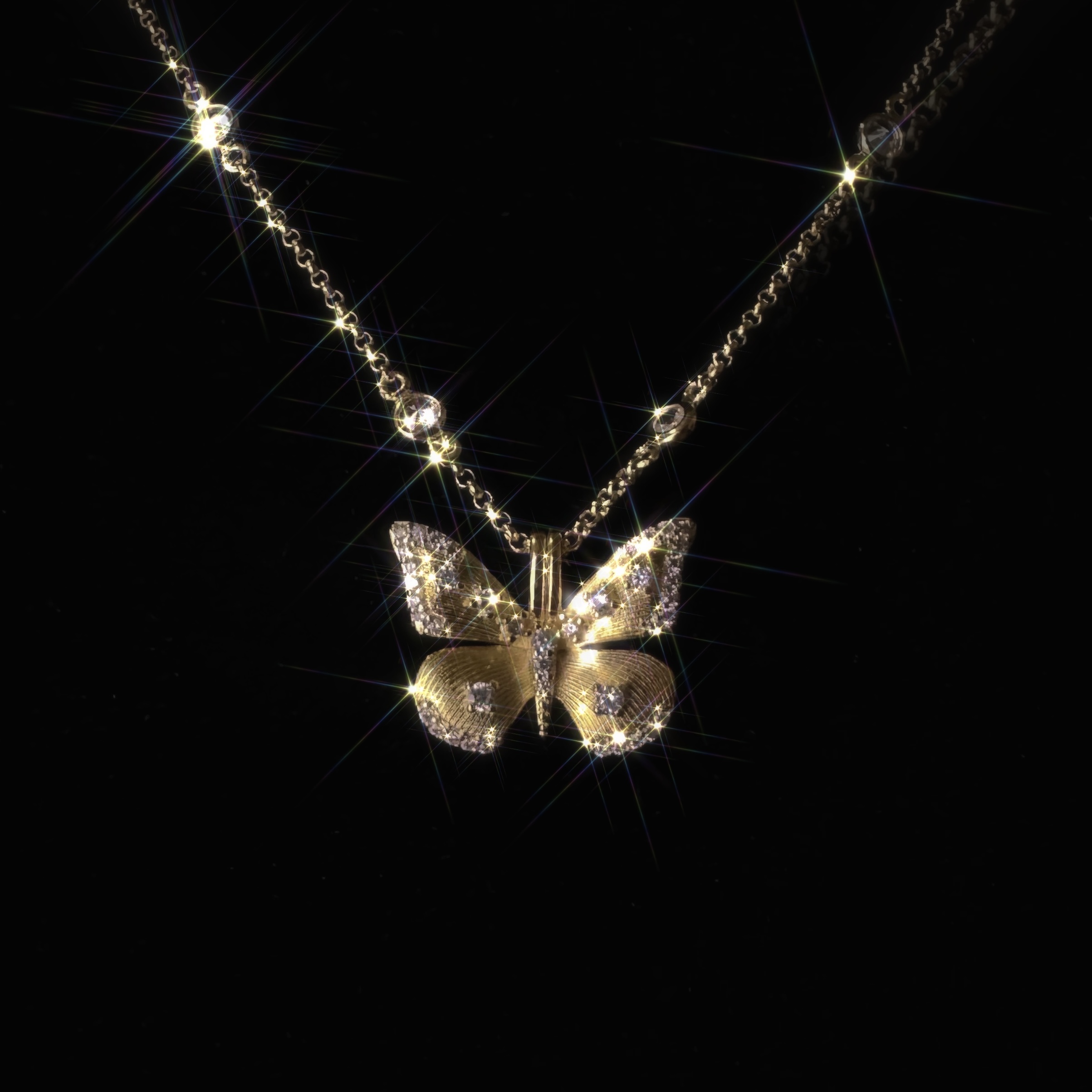 铜锆石项链 ZazaJewelry—自由之蝶 设计感铜镀18k气质百搭