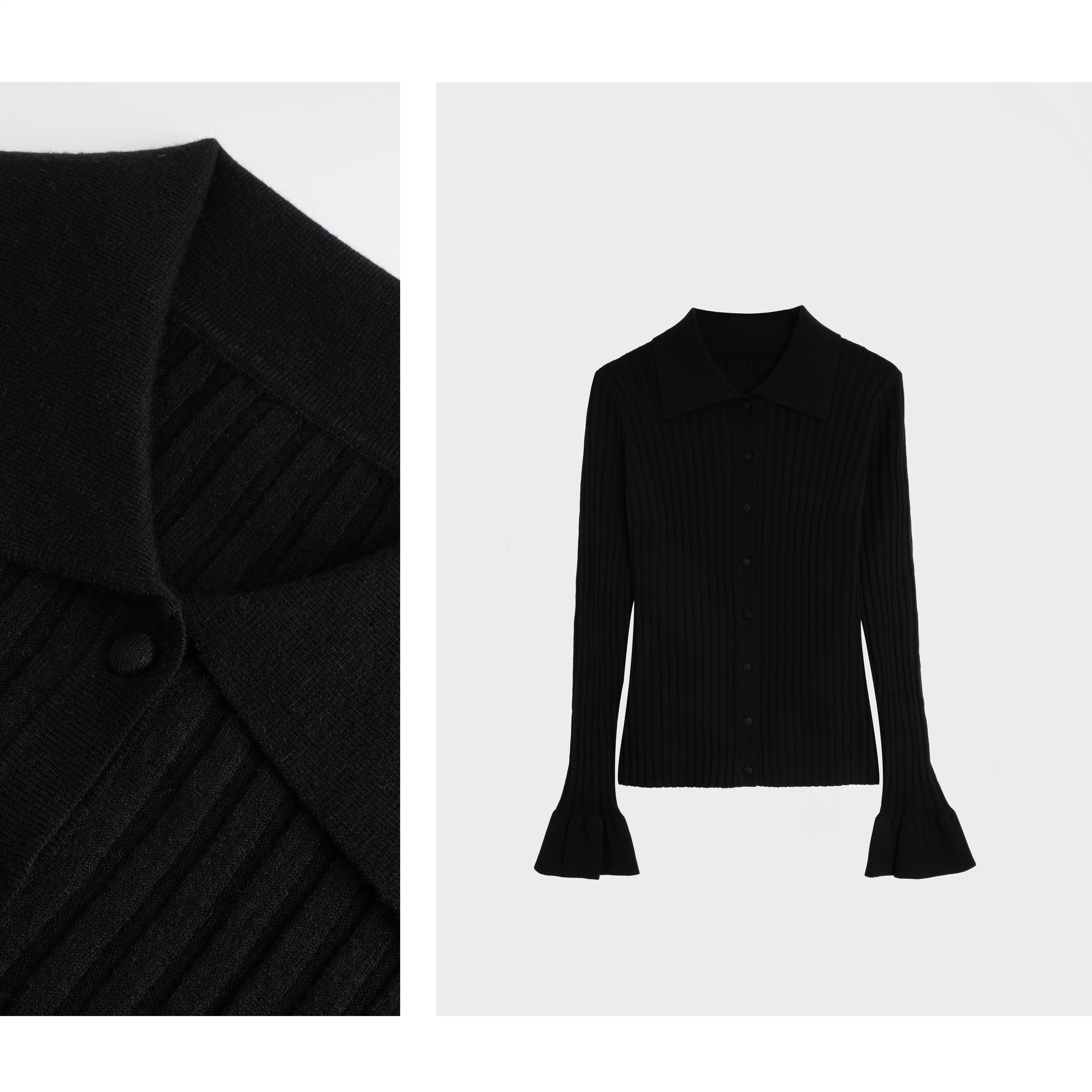 【芭蕾舞者】气质显瘦喇叭袖针织衫