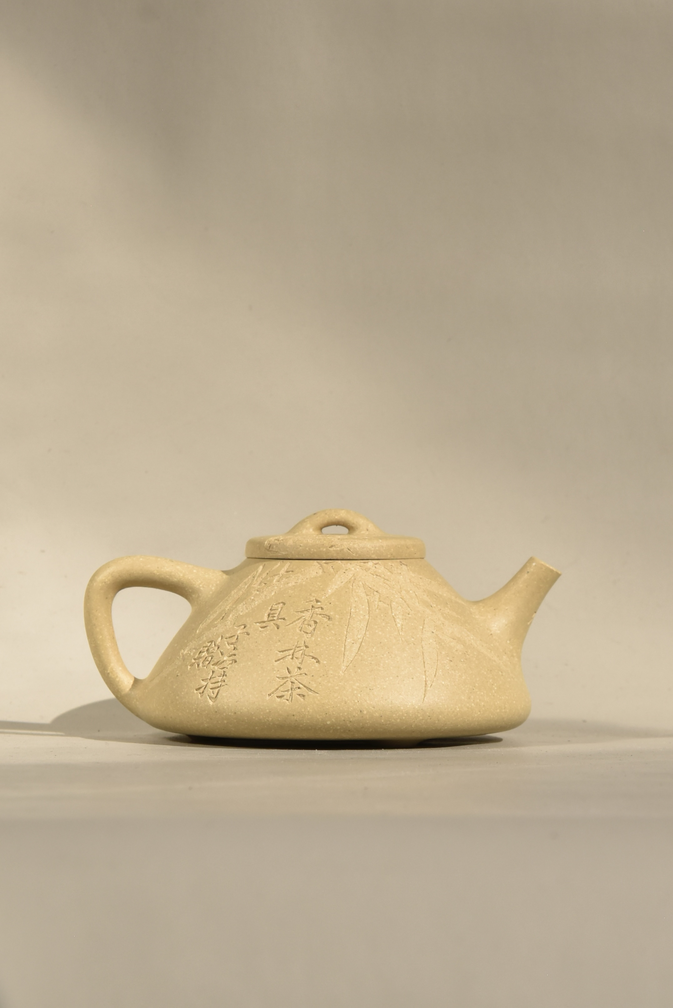 子冶石瓢200ml，宝山墨绿泥0添加，骨肉均亭泥型工刻面面俱到