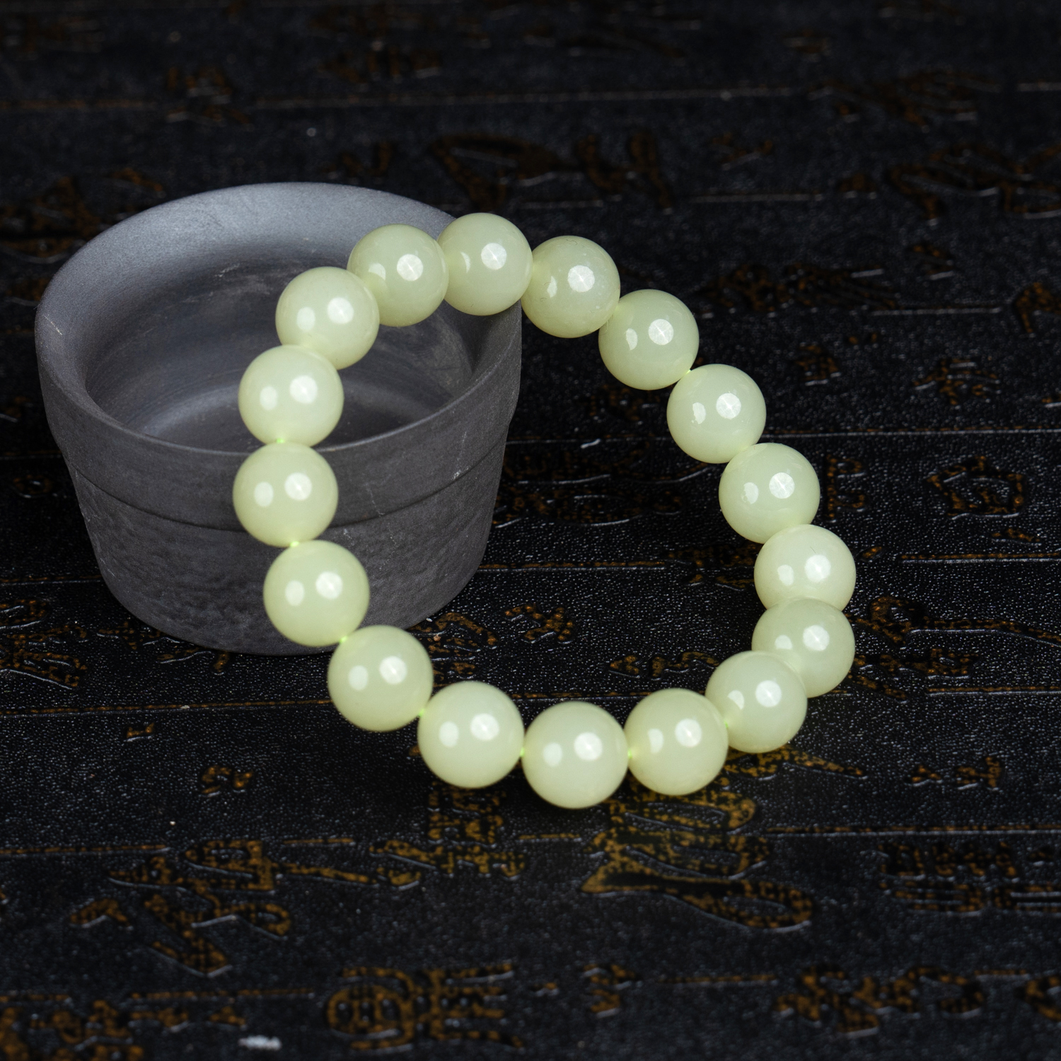 【左氏珠宝】和田玉黄口12mm手串气质精美素圈单圈2016