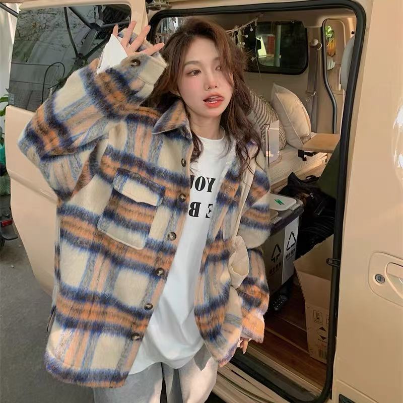 0556 格子毛呢外套女冬新款宽松百搭复古（丝袜仓库）