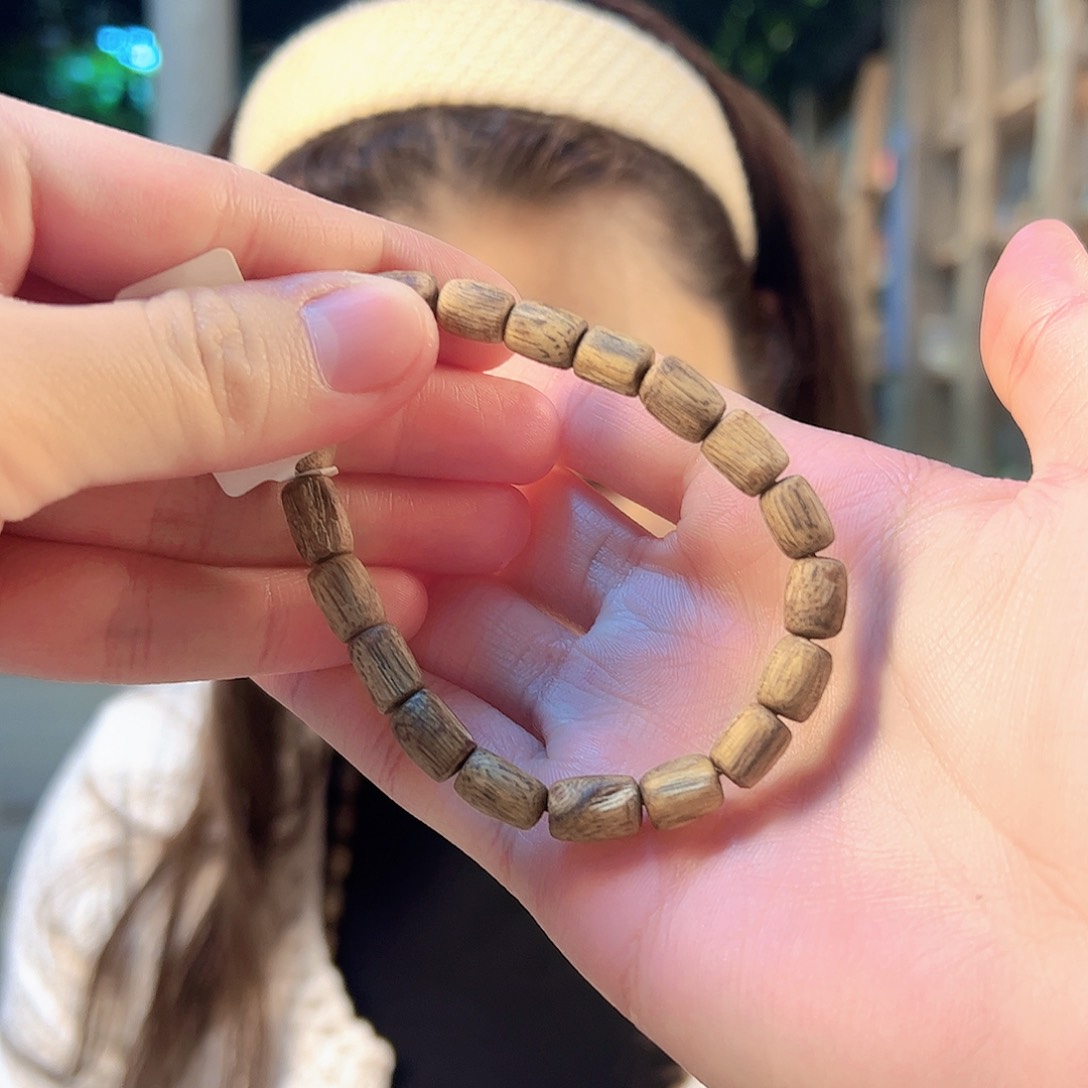 沉香手串香港天然野黄棋随型单圈发货一条