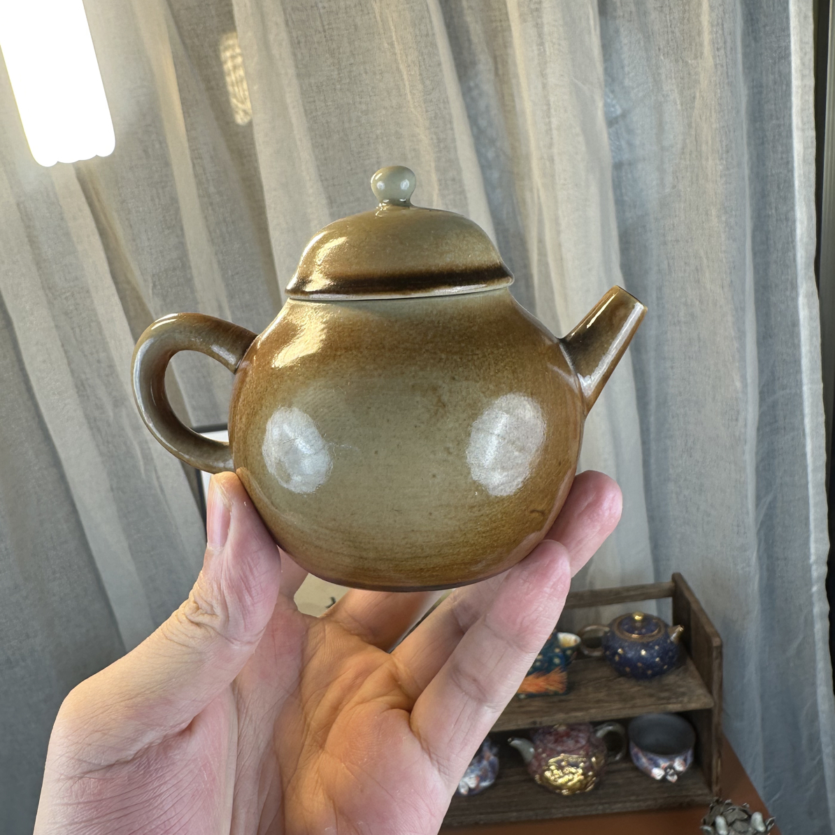 复古粗陶柴烧龙蛋泡茶壶