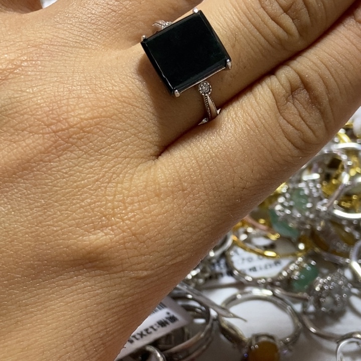 翡翠戒指银S925镶嵌戒指