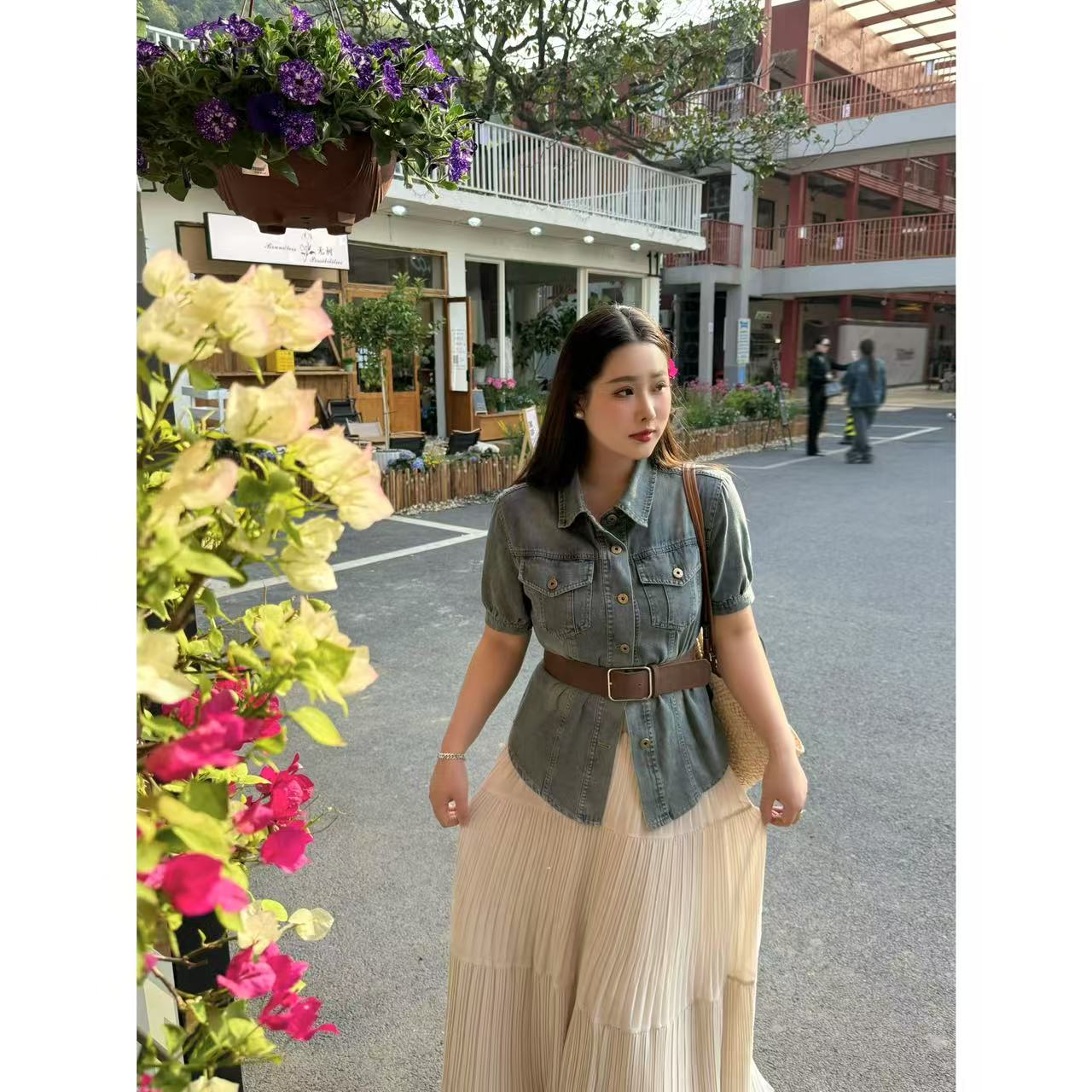 微胖温柔【牛仔很忙】显瘦度假休闲时尚夏季复古轻薄牛仔上衣WR9240