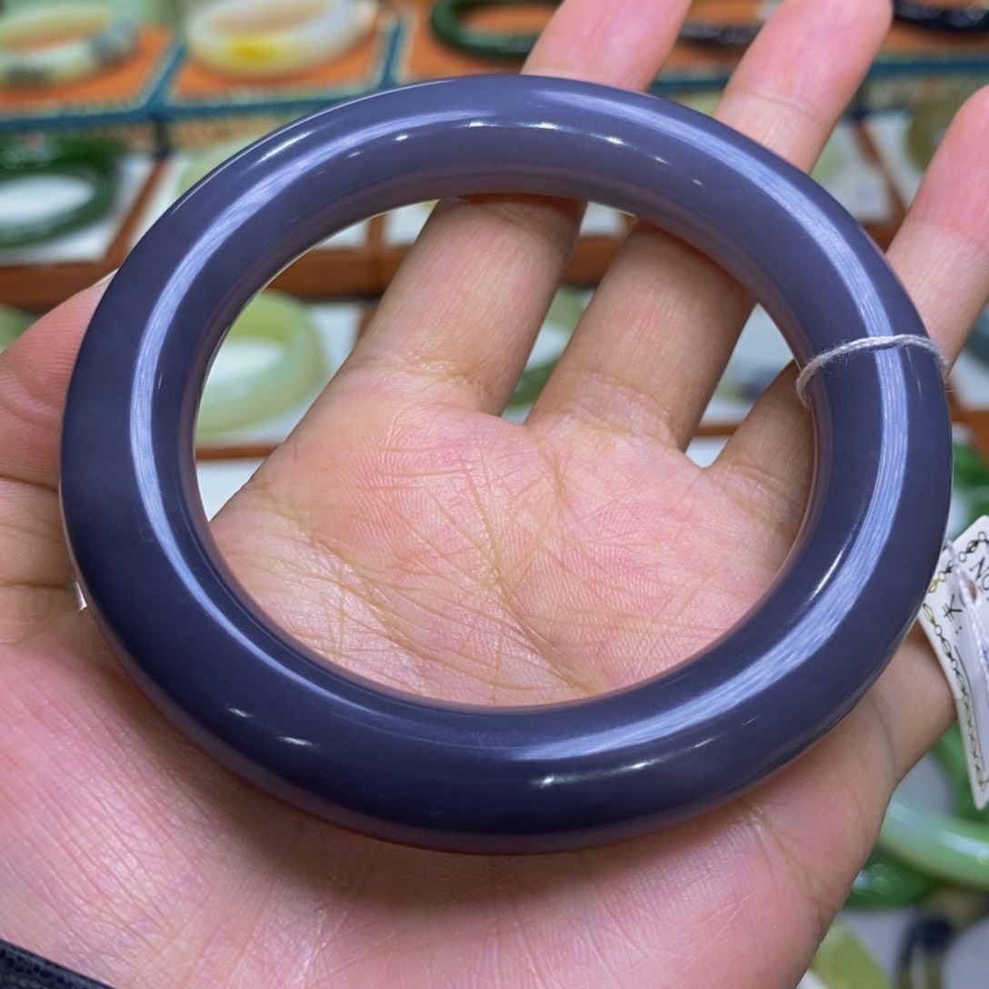和田玉手镯未镶嵌青海dw紫56/57