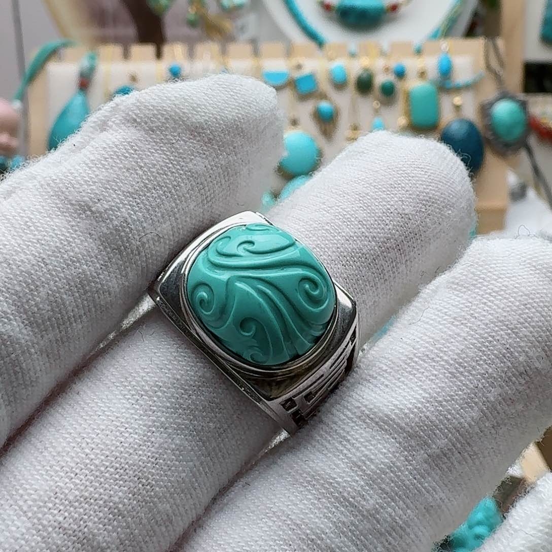 绿松石珠宝奇石银S925镶嵌