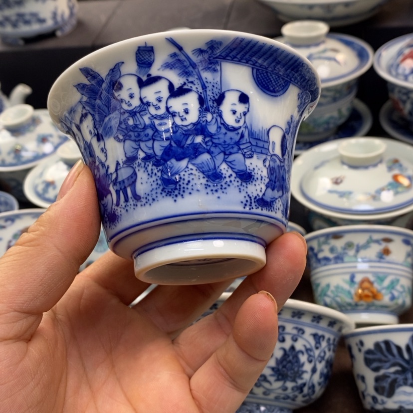 【闪购商品】西***黄景德镇柴窑马蹄盖碗