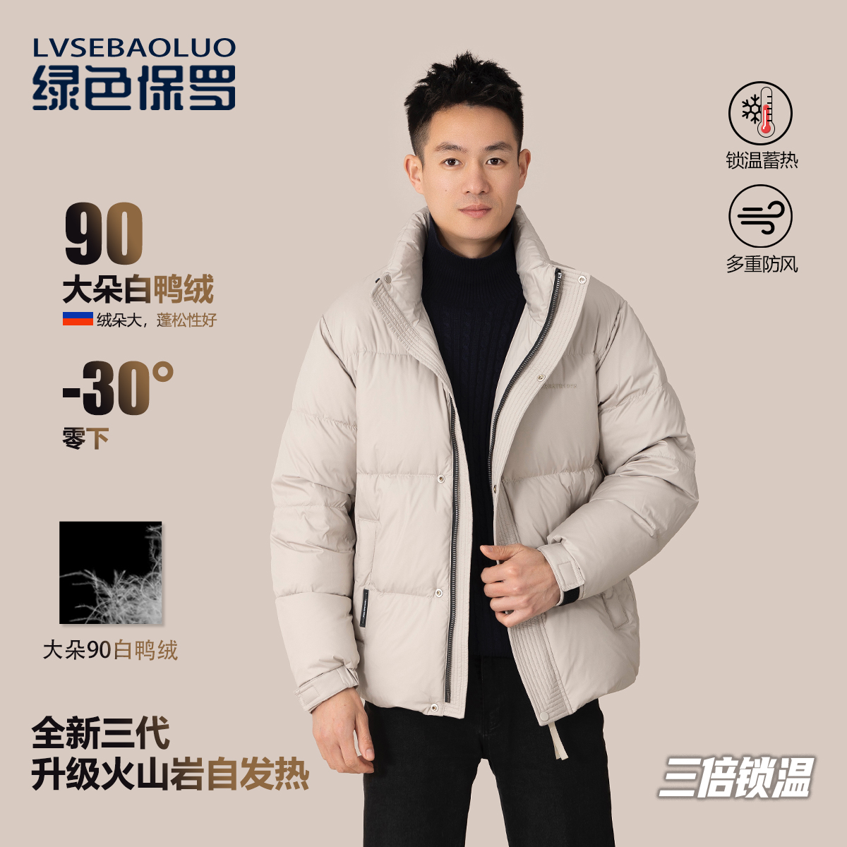 【极寒系列 90白鸭绒】冬季百搭休闲潮流保暖立领外套10226