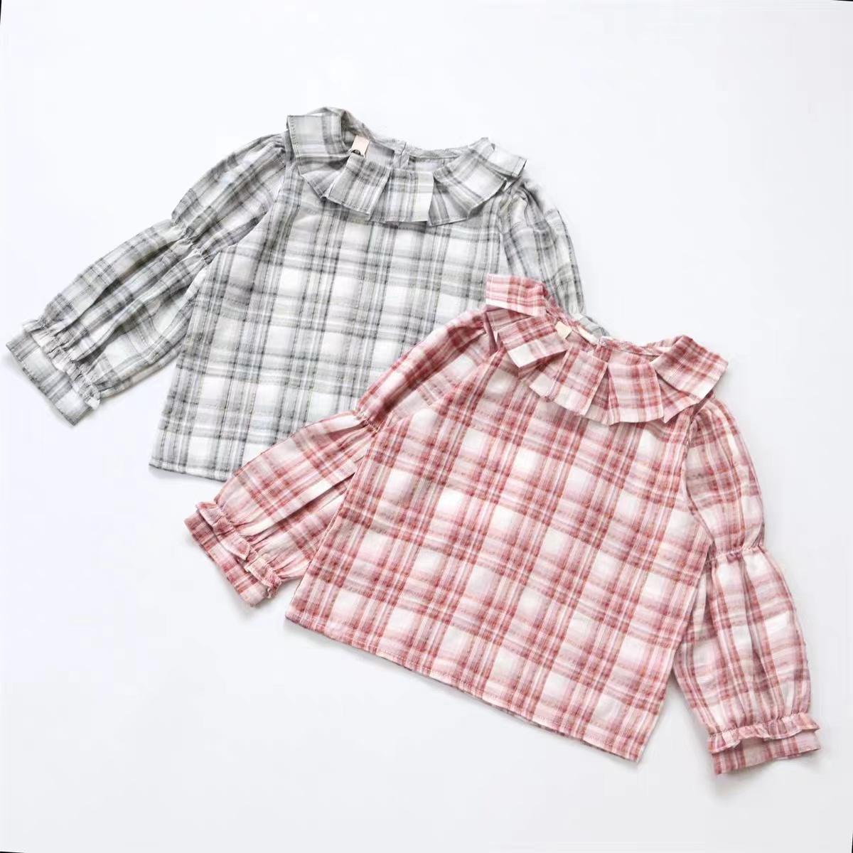 女童2025春季新款洋气森系花边领百搭娃娃衫B1909