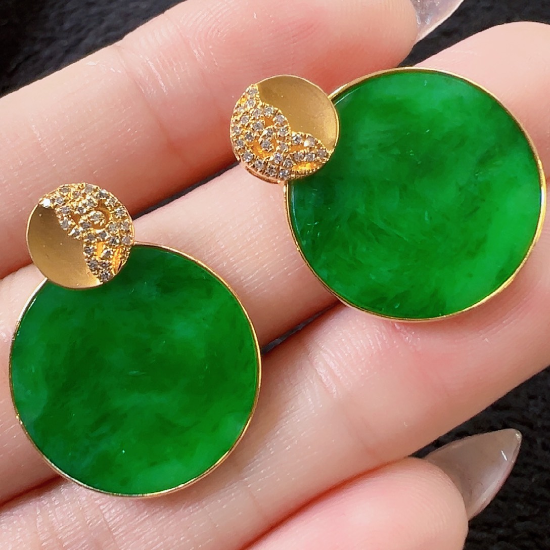 翡翠耳饰18K金镶嵌【福利款】签收后24小时鉴赏期