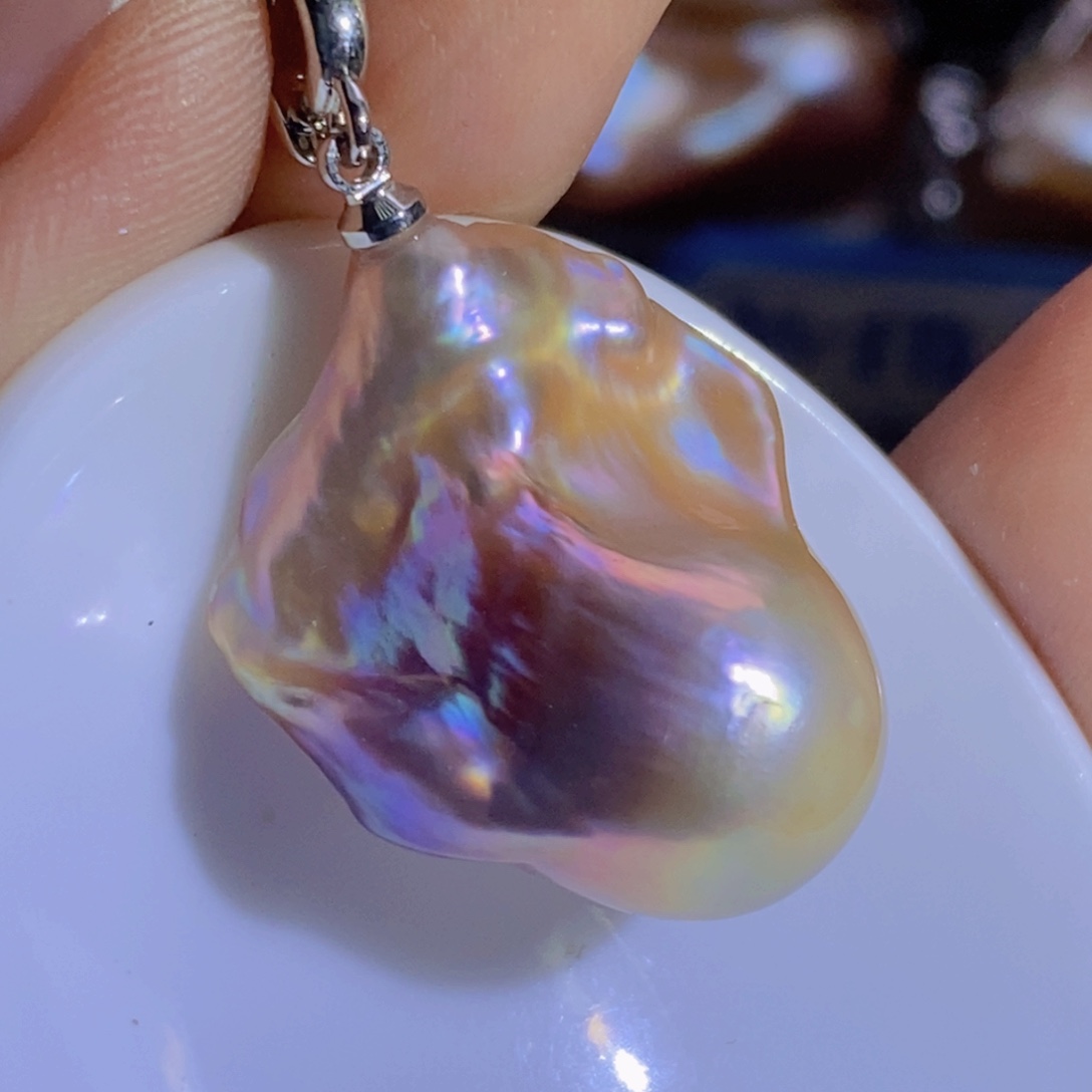 银S925镶嵌淡水珍珠微瑕天然淡水珍珠