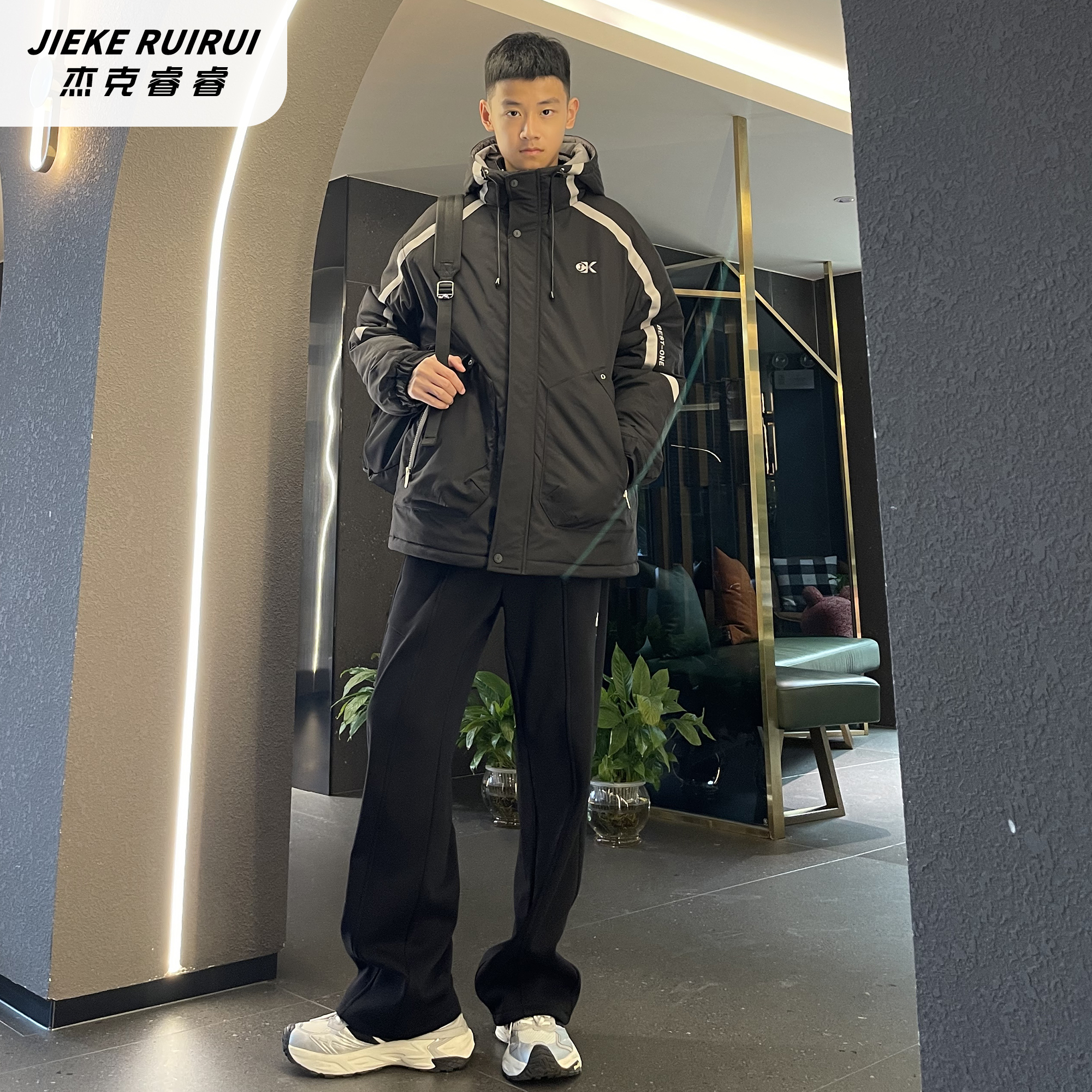 【现货-夏】冬季新款户外棉服外套连帽中大童亲子装休闲夹棉杰克睿