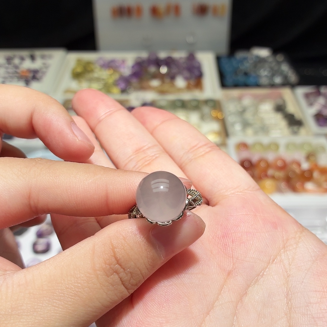 吊坠(不含链)水晶未镶嵌粉水 圆珠 戒指