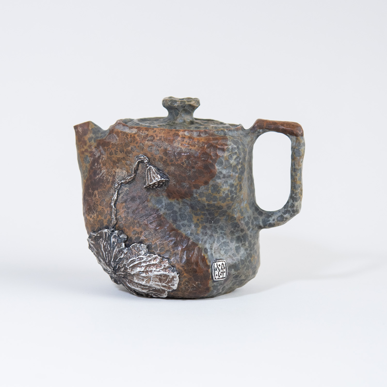【孤品-风荷醉】手作银锡嵌石现代侘寂风茶器泡茶壶高端手工茶壶