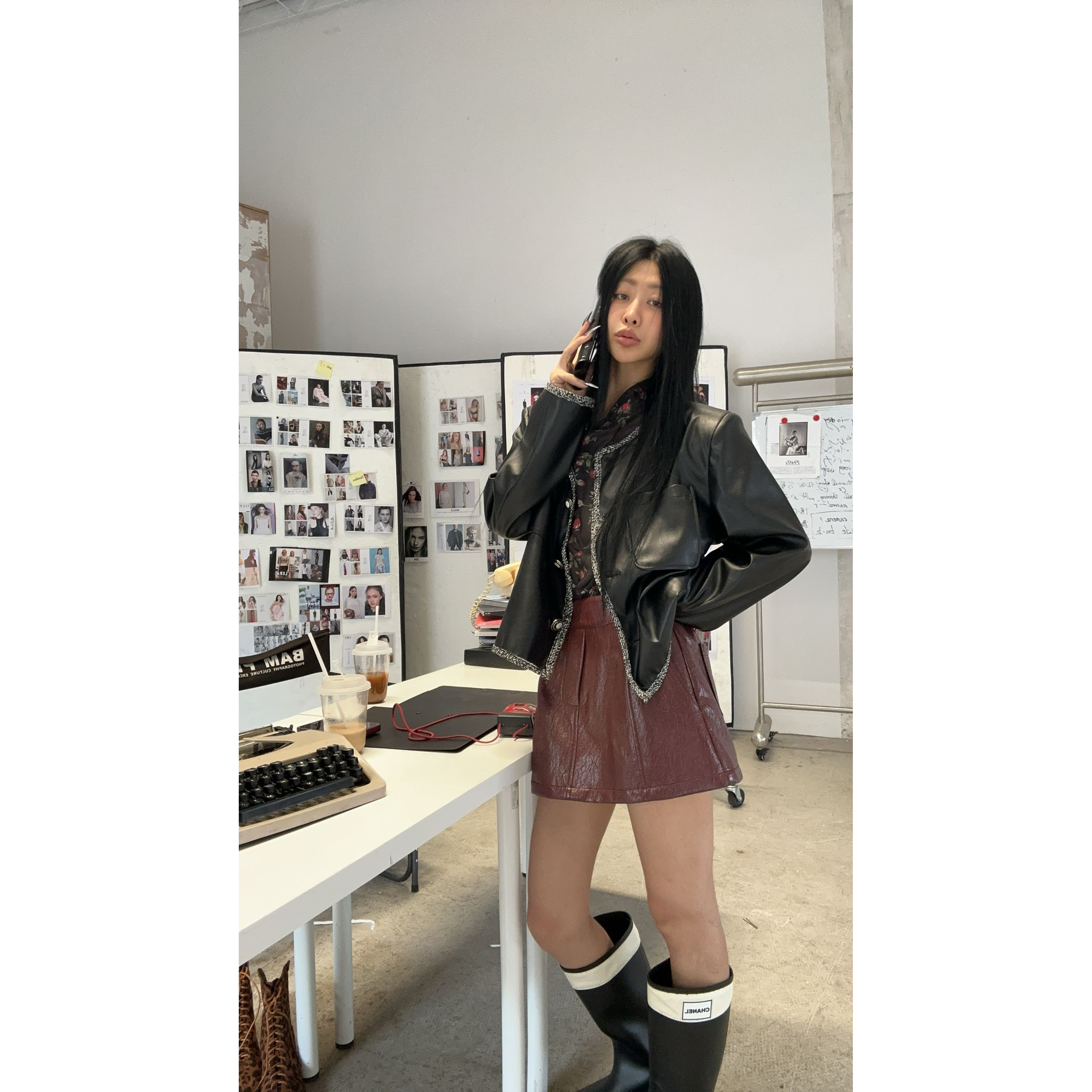 20980（定制福利款NO退NO换）金属感复古辣妹PU裙