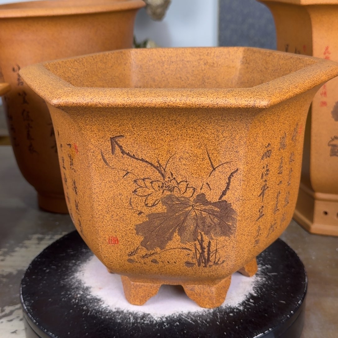 田***茶紫砂花盆紫砂花盆