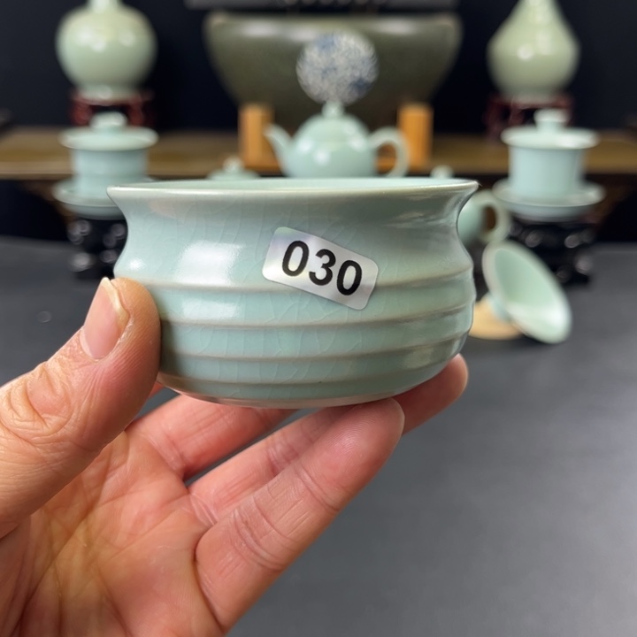 杯用****1仿古釉汝官窑弦纹杯030号