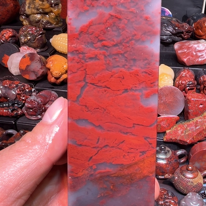 玉大红袍玉化印章3.5、3.5、13.8cm