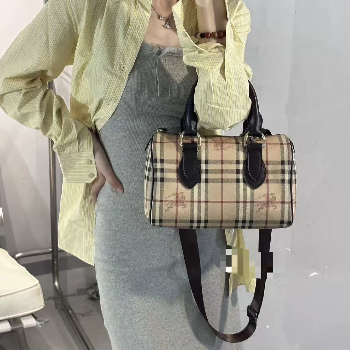 95新 BURBERRY/博柏利 巴宝莉26底长波士顿