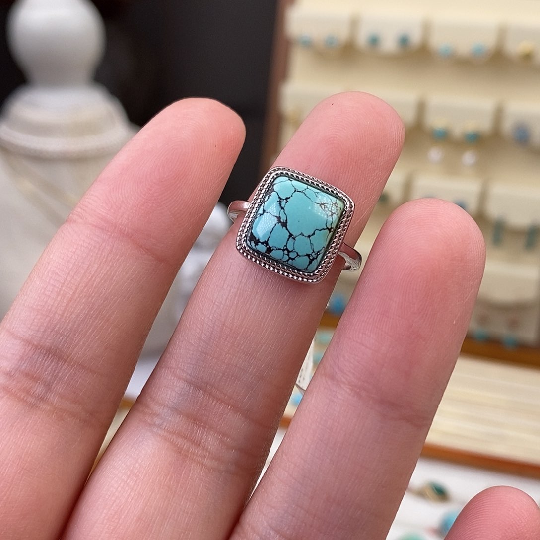 绿松石戒指银S925镶嵌