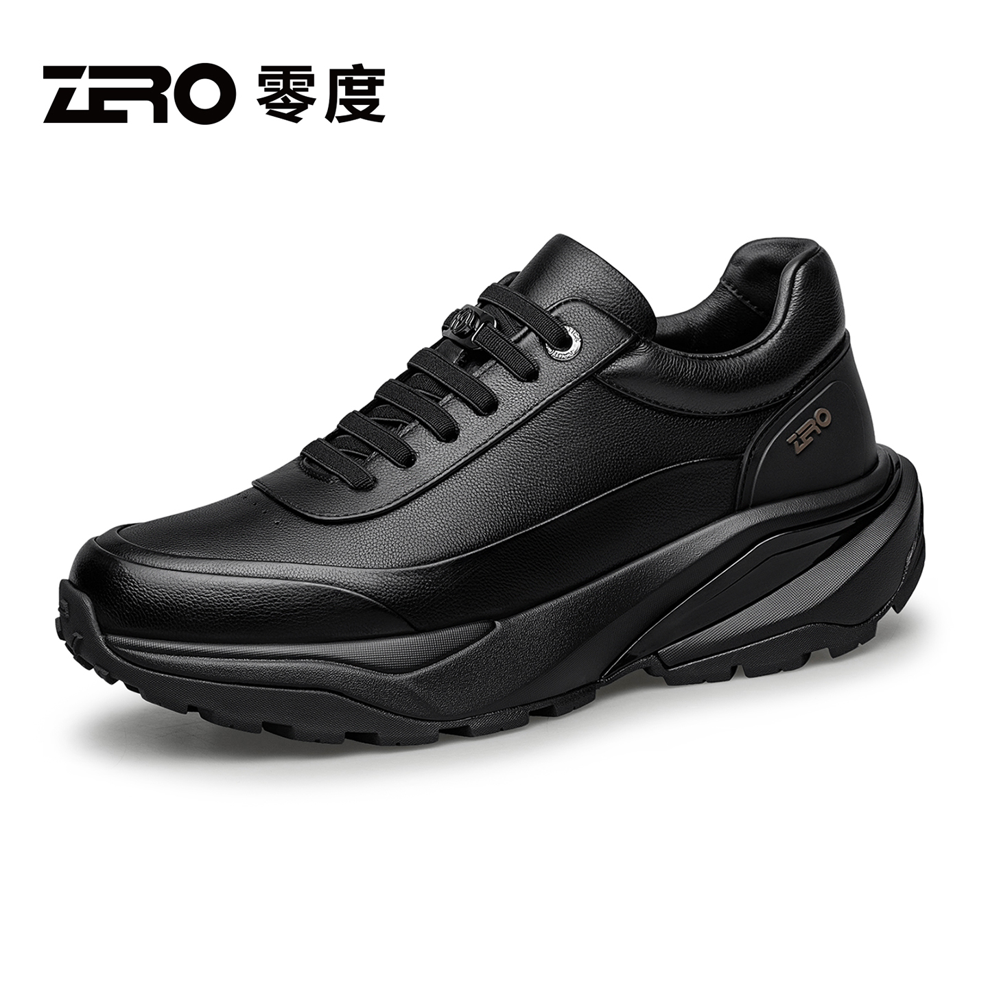 ZRO零度男鞋2025秋冬季新款真皮厚底增高皮鞋男士黑色运动休闲鞋