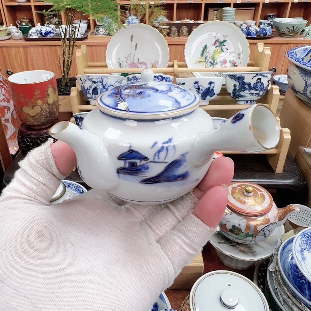 柴窑茶具茶杯茶壶九谷青花