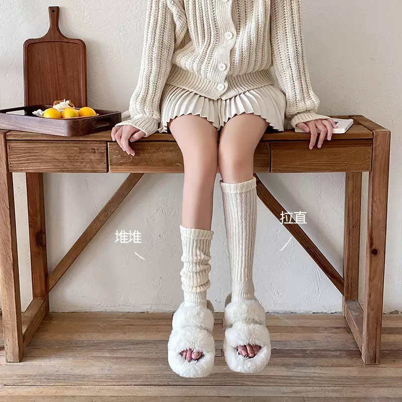 2025秋冬新款ins风y2k针织保暖脚踩堆堆袜套女复古显瘦小腿袜中筒