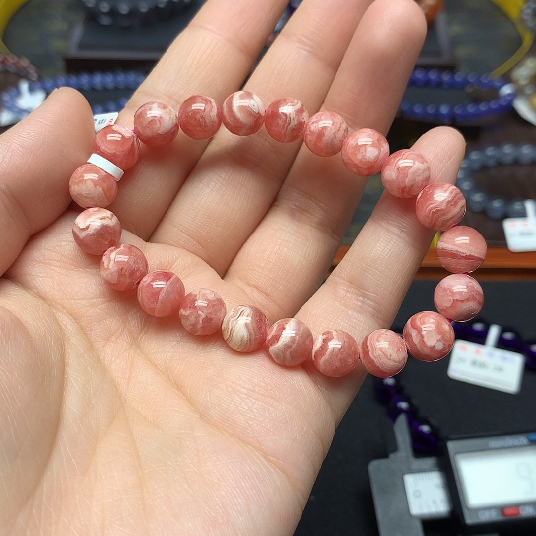 菱锰矿（红纹石）手串未镶嵌鸭*