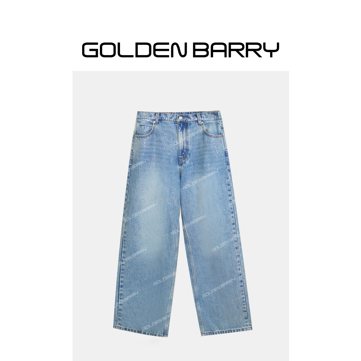 GOLDENBARRY|501143撒银牛仔阔腿裤直筒时尚休闲