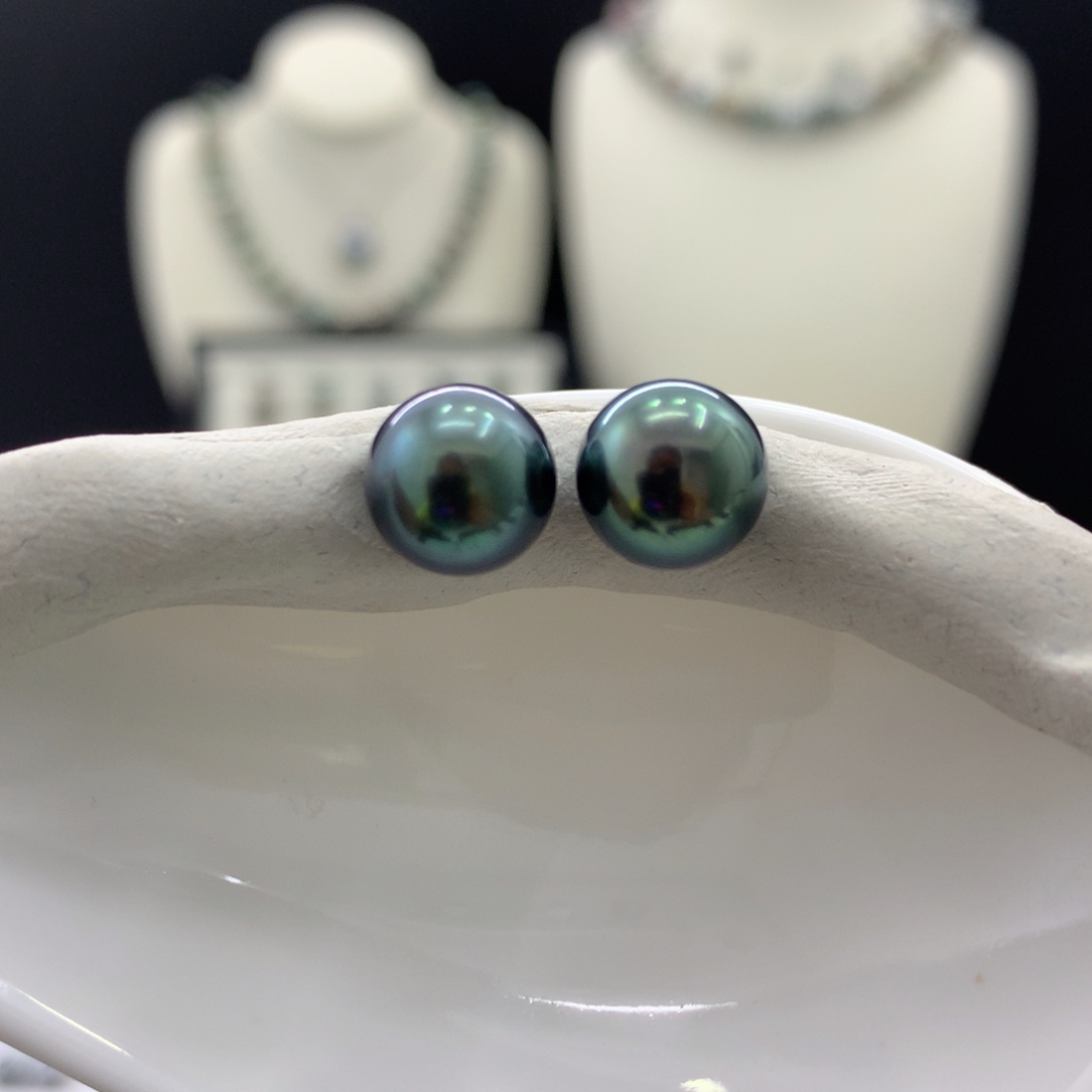 定制海水珍珠裸珠未镶嵌满绿色8.9mm