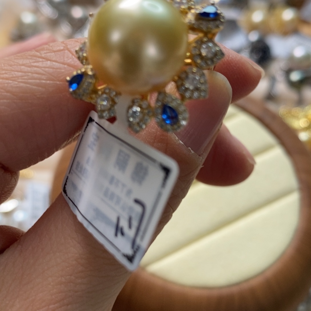 海水珍珠戒圈银S925镶嵌