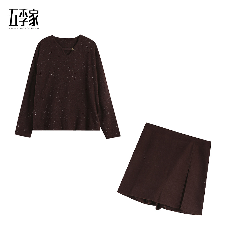 咖色/红色上衣+咖色短裙/黑色短裤ZL115644+ZL114763 +ZL114308 