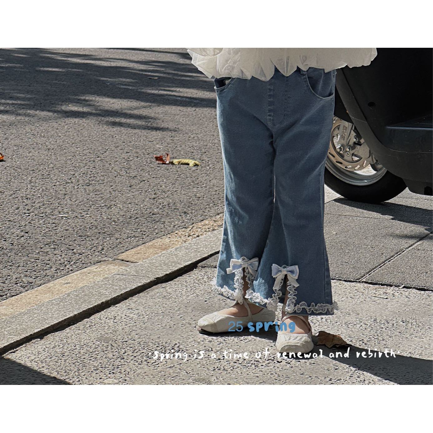AA3~7Seven·25春 ~蝴蝶结花边牛仔裤8573