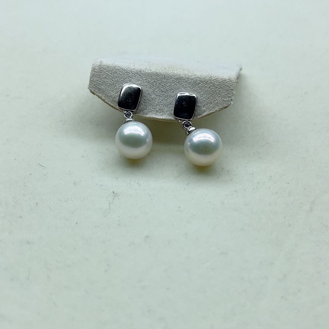 淡水珍珠耳饰银S925镶嵌